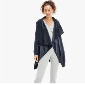 UGG Women's Orla Blanket Fleece Waterfall Navy Blue Cardigan SZ Large | EUC